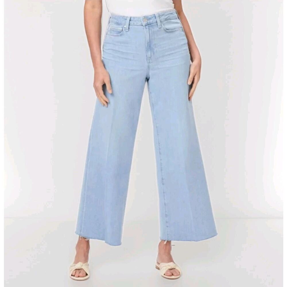 PAIGE Jeans Womens 31 Harper Ankle Extra Wide Leg Cotton Kianni Blue Light Wash